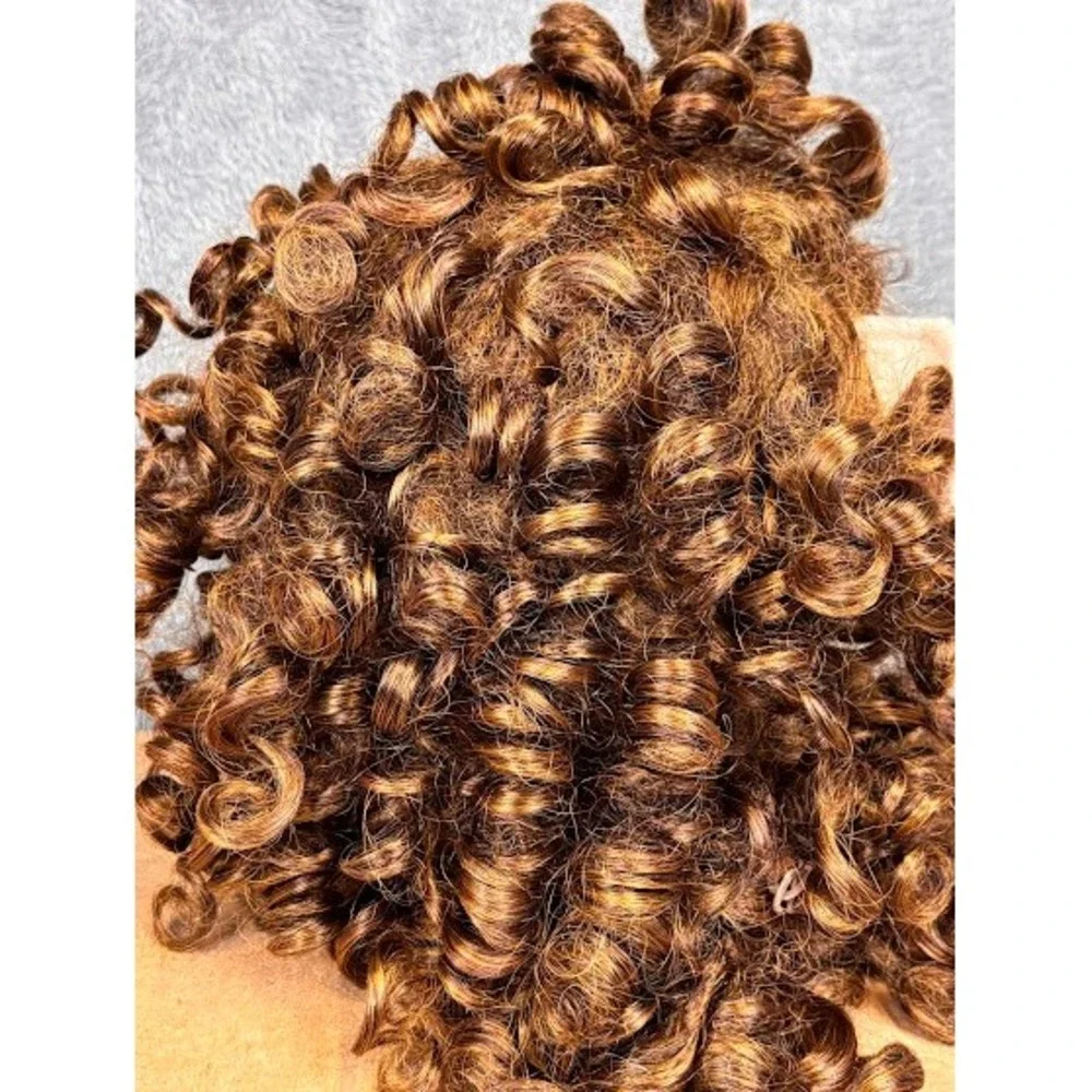 Brown Curly Lion Costume Wig with Ears and Beard Synthetic‎ Fiber Adjustable Cap